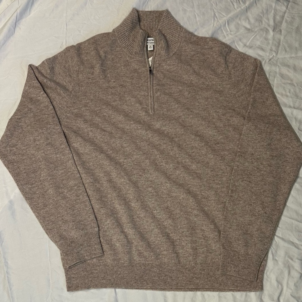 100% cashmere Nordstrom Men's Wuarter Zip Sweater - Taupe Brown